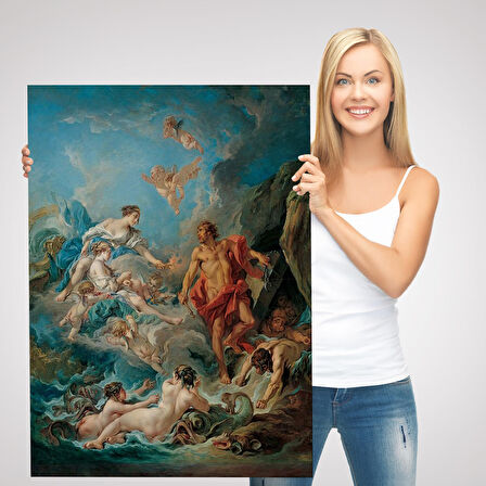 Juno, Aeolus'tan Rüzgarları Serbest Bırakmasını İstiyor, François Boucher Rönesans Tablosu-6061