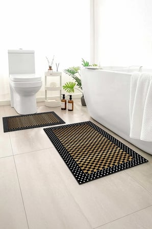 2 li Banyo Paspası, Yumuşak Banyo Halısı, Kaymaz Tabanlı, Yıkanabilir - 60x100 - 50 x60