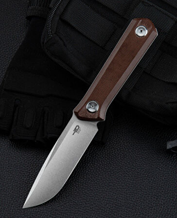 BESTECH HEDRON BFK02D Kahverengi Kanvas Micarta Sap 3.76'' D2 Bıçak