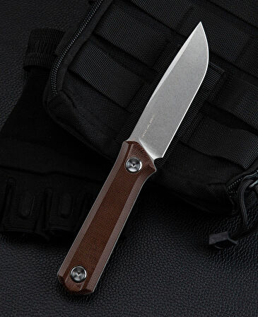 BESTECH HEDRON BFK02D Kahverengi Kanvas Micarta Sap 3.76'' D2 Bıçak