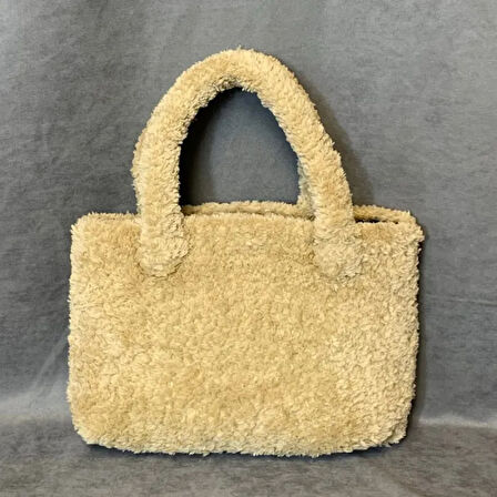 Uretti - Saime 7243 - El Yapımı Peluş İp  Kadın El Çantası