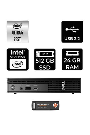 Pro Micro QCM1250 Ultra 7 235T 24GB 512GB SSD FDOS Mini Masaüstü Bilgisayar
