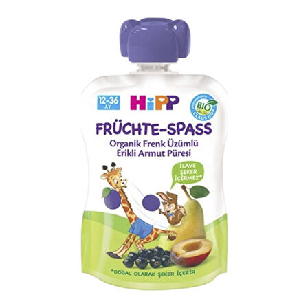 Hipp Organik Frenk Üzümü-Erik-Armut Püresi 90 Gr. 1 Adet
