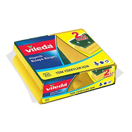 Vileda Bulaşık Süngeri 2'Li Yeşil Oluklu 2 Adet