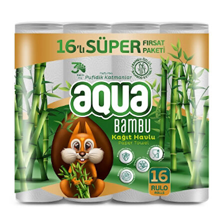Aqua Havlu 16'Li Bambu 3katli 3 Adet