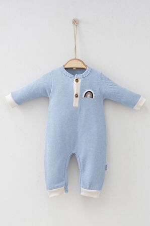 Waffle Gökkuşağı Nakışlı Erkek Bebek Tulumu Renkli Renk