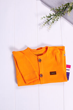 3-12 Ay Düğmeli Önden Açık İnterlok Tulum Turuncu