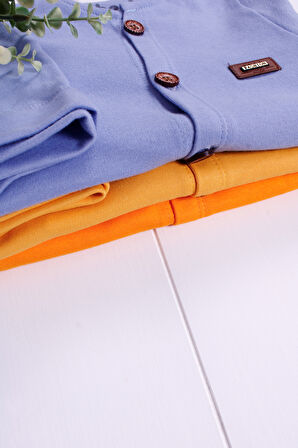 3-12 Ay Düğmeli Önden Açık İnterlok Tulum Turuncu