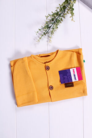 3-12 Ay Düğmeli Önden Açık İnterlok Tulum Hardal