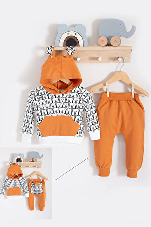 3-18 Ay Erkek Bebek Takımı Minik Ayıcıklar 2'li Hardal