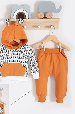 3-18 Ay Erkek Bebek Takımı Minik Ayıcıklar 2'li Hardal