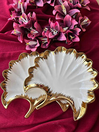 Ginkgo Yaprak Sunum Tabak 2'Lİ 23*25cm
