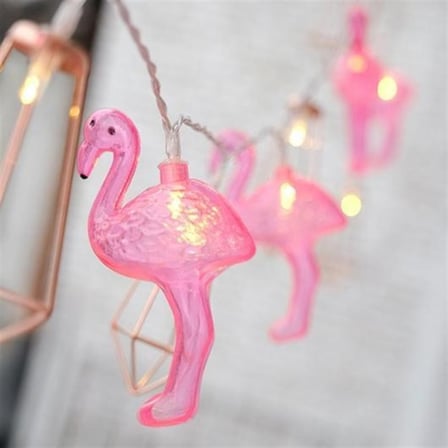 10'lu Pilli Led Flamingo Dekoratif Işık Zinciri Aydınlatma 1,5 Mt