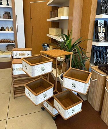 Ahşap Kare Sebzelik 5 Katlı Yana Açılır Patates Soğan Tekerlekli Sebzelik Zeytin