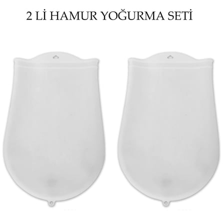 Hamur Torbası 2 Li Set Orta Ve Büyük Hamur Silikon Şeffaf Yoğurma Torbası Ekmek Makarna Mantı Yoğur