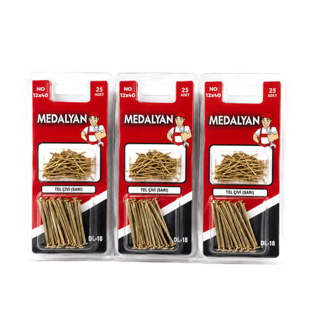 300 ADET 12X40 SARI TP ÇELİK TEL ÇİVİ 12X25PCS
