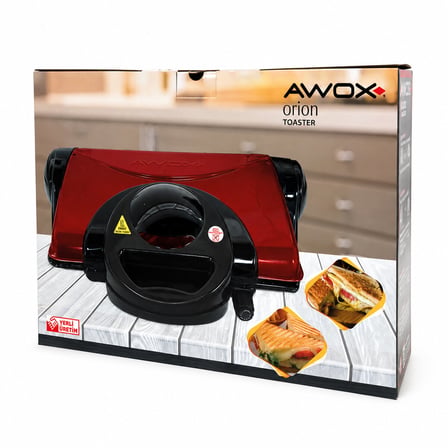 AWOX ORİON  KIRMIZI   8 DİLİM  ELEKTRİKLİ  TEFLON TOST MAKİNESİ  -  180° IZGARA   6 KADEME ISI AYARI   1800W