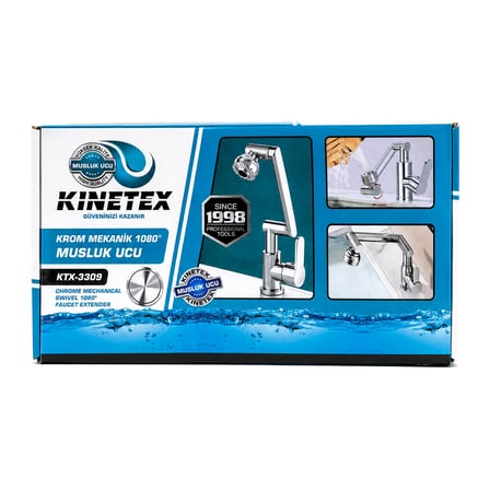 KROM RENKLİ SERT PLASTİK - 1080 DERECE DÖNEBİLEN ÇOK FONKSİYONLU MUSLUK BATARYA KTX-3309