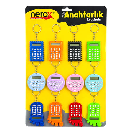 12 ADET HESAP MAK. ANAHTARLIK RENKLİ PLASTİK NRX-4089