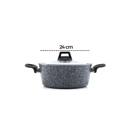 GRİ 7 PARÇA GRANİT TENCERE - TAVA SETİ 20-24CM DERİN - 27CM BASIK CAM KAPAK TENCERE - 26CM TAVA