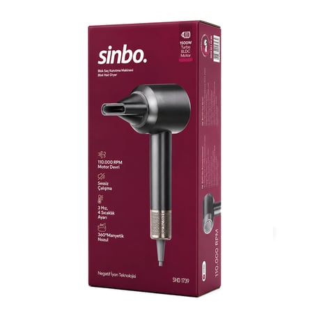 GRİ BLDC TURBO MOTOR SAÇ KURUTMA - ŞEKİL MAKİNESİ 1500W 3-KDM.HIZ 4-KDM.ISIAYAR=SICAK-ILIK-HAFİF-SOĞUK SHD-1739
