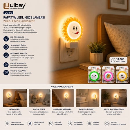 10 ADET PAPYATYA LEDLİ GECE LAMBASI GC-09