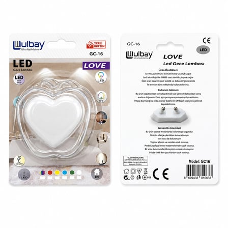 10 ADET KALP LEDLİ GECE LAMBASI GC-16