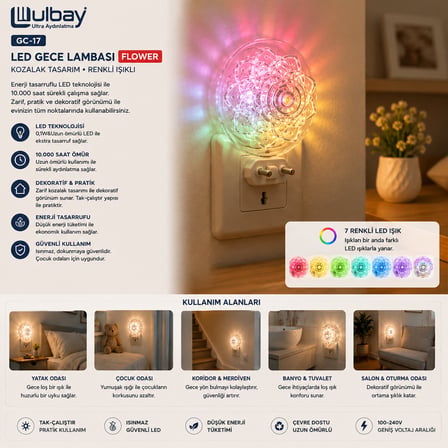 10 ADET KOZALAK LED GECE LAMBASI GC-17