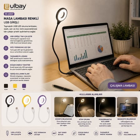 MASA LAMBASI RENKLİ USB GİRŞİLİ