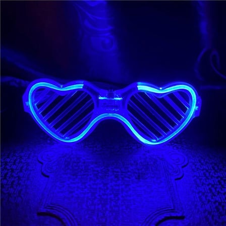 Mavi LED Işıklı Kalp Gözlük – 3 Modlu Parti - Glow Gözlüğü