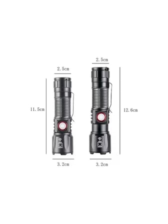 WS-2828 Ultra USB Şarjlı Polis El Feneri, Bekçi, Asker El Feneri Kırmızı Mavi Çakarlı 1000 Lümen