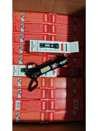 WS-2828 Ultra USB Şarjlı Polis El Feneri, Bekçi, Asker El Feneri Kırmızı Mavi Çakarlı 1000 Lümen