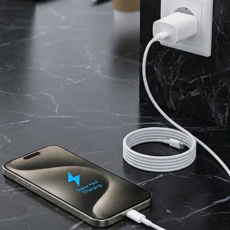 25W Hızlı Şarj Adaptörü USB-C to Type-C Kablolu – PD Destekli, Süper Hızlı Şarj Cihazı