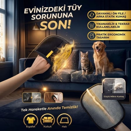 Büyük Boy Evcil Hayvan Tüy Alma Eldiveni, Geliştirilmiş Elektrostatik Tüy Toplayıcı Kedi Köpek Bakım ve Temizlik Eldiveni