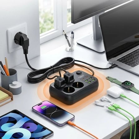 Çoklu Priz Uzatma Kablosu 4 Soket + 4 USB + 2 Type-C – Termal Akım Korumalı, Isıya Dayanıklı, Çocuk Korumalı Güvenli Priz 100-250V - Kablo Uzunluğu 2 Metredir