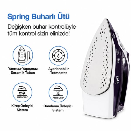 SPRING BUHARLI ÜTÜ SERAMİK TABAN 2600W BUHAR 30-120GR