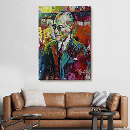 Yağlı Boya Efektli Renkli Mustafa Kemal Atatürk Duvar Tablosu-6069