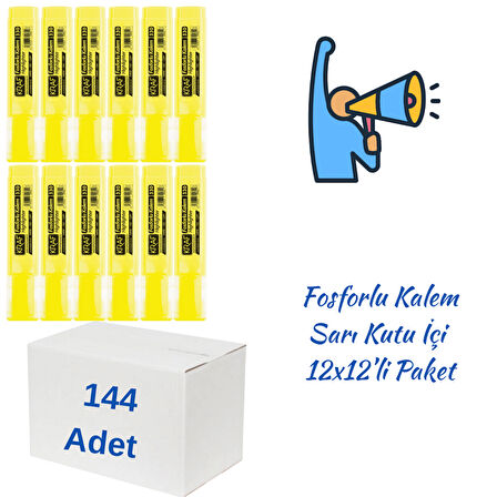 Fosforlu Kalem Sarı 144 Adet