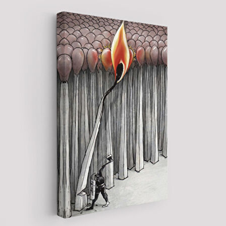 Bütün Uyuyanları Uyandırmaya Bir Uyanık Yeter Sürreal Duvar Tablosu-6070