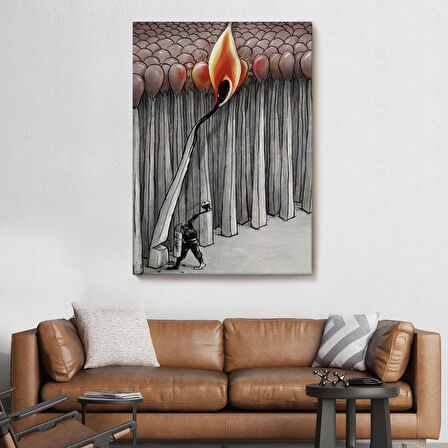 Bütün Uyuyanları Uyandırmaya Bir Uyanık Yeter Sürreal Duvar Tablosu-6070