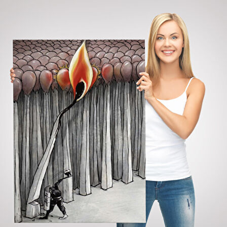 Bütün Uyuyanları Uyandırmaya Bir Uyanık Yeter Sürreal Duvar Tablosu-6070