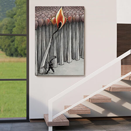 Bütün Uyuyanları Uyandırmaya Bir Uyanık Yeter Sürreal Duvar Tablosu-6070