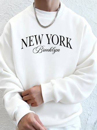 New York Mektup Brooklyn Baskı Erkekler Tişörtü Kış Polar Sıcak Hoodie Kore Gevşek Bisiklet Y