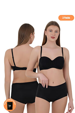 Kadın Yüksek Bel Toparlayıcı Külot - Özel Kalıp 3'lü Paket (Siyah, Beyaz, Ten Renk)