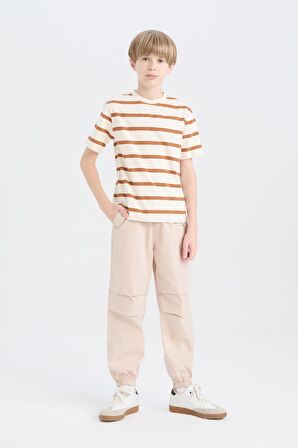 DeFacto Erkek Çocuk Bisiklet Yaka Çizgili Kısa Kollu Tişört D9491A825SMER118