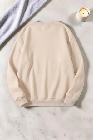 Unisex Minik Kalpler Baskılı Bisiklet Yaka Sweatshirt