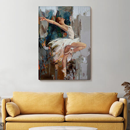 Beyaz Elbiseli Bale Yapan Güzel Kız Duvar Tablosu-6077