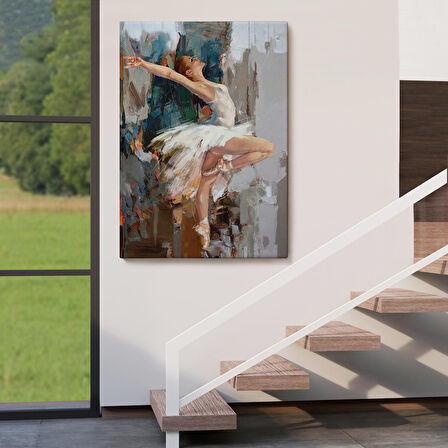 Beyaz Elbiseli Bale Yapan Güzel Kız Duvar Tablosu-6077