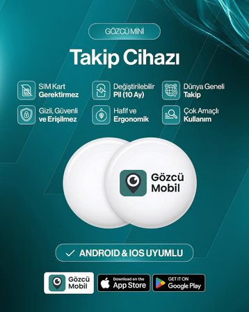 Gözcü Mobil Mini GM002 Profesyonel GPS Takip Cihazı – iOS ve Android Uyumlu Araba, Motor, Valiz, Evcil Hayvan Mıknatıslı Takip Cihazı (Beyaz)