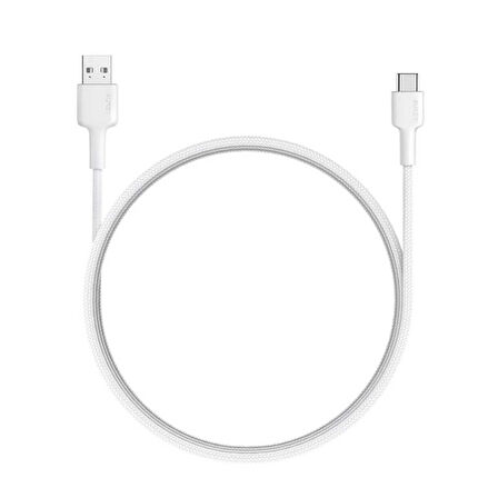Aukey CB-CD30 USB-A to Type-C 90cm 480Mbps QC3.0 Darbe Örgülü Hızlı Şarj ve Data Kablosu-Beyaz